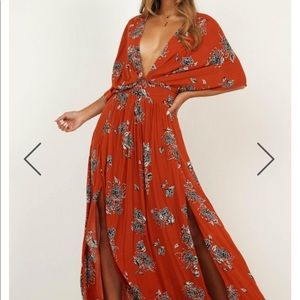 Showpo floral rust maxi dress